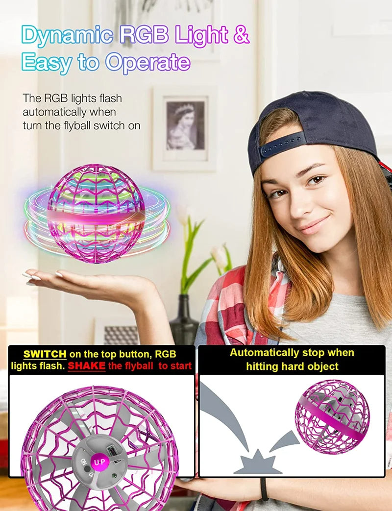 GlowSphere - Pelota Voladora con luces LED, divertida y segura para todos.