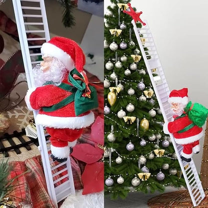 Papá Noel Trepador con Escalera Eléctrica y Música Navideña