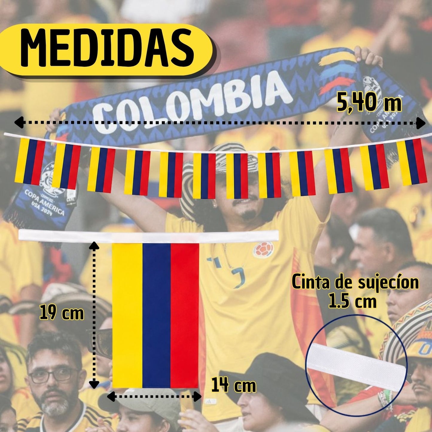 Banderines De Colombia Para Carro X2 Con Soporte Universal Tricolor 45x45 Cm
