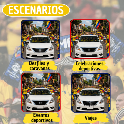 Banderines De Colombia Para Carro X2 Con Soporte Universal Tricolor 45x45 Cm