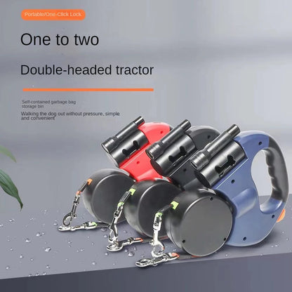 JUNGU PET — Correa Retráctil Doble 360° para 2 Perros sin Enredos