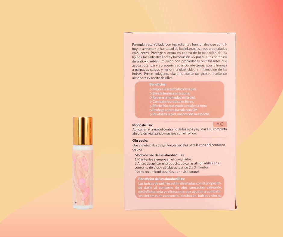 Emulsión  para el contorno de ojos con Colageno y Elastina - Revitaliza y reafirma el contorno de ojos, combatiendo bolsas y ojeras.