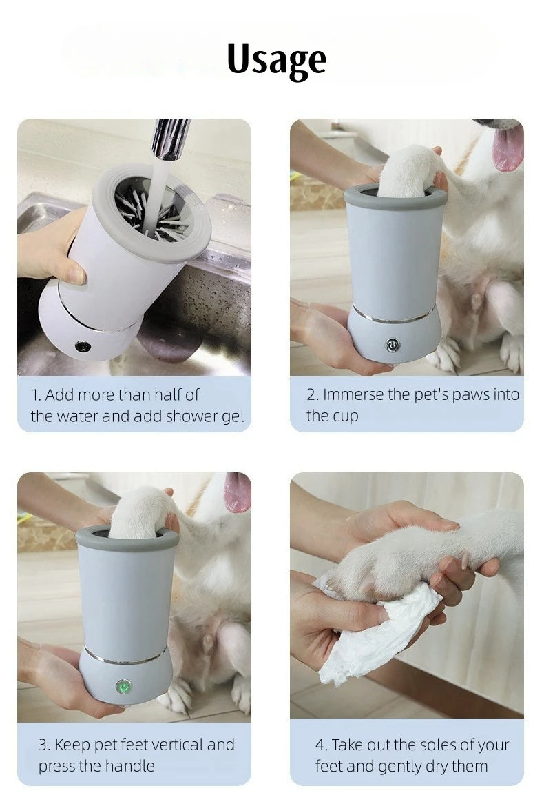 Patas Limpias Pro-limpieza rápida y segura con cerdas de silicona y batería recargable USB