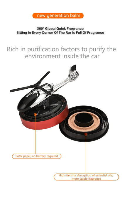 Solar Airplane Car Fragrance Diffuser - Difusor de fragancias para autos con energía solar en forma de Helicóptero