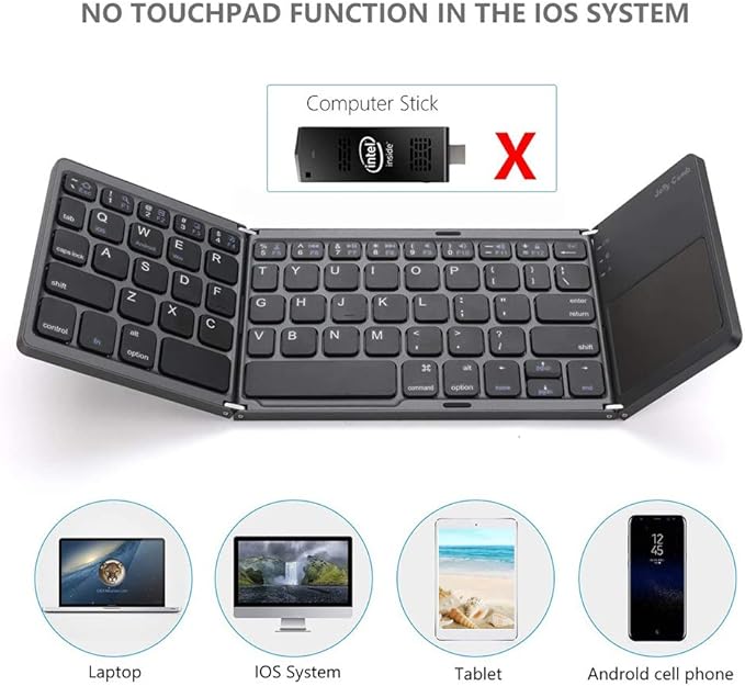Teclado Bluetooth Plegable, Compacto, Táctil y Multi-dispositivo