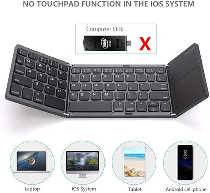 Teclado Bluetooth Plegable, Compacto, Táctil y Multi-dispositivo