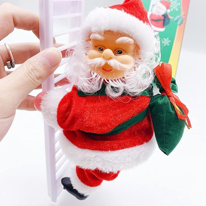 Papá Noel Trepador con Escalera Eléctrica y Música Navideña