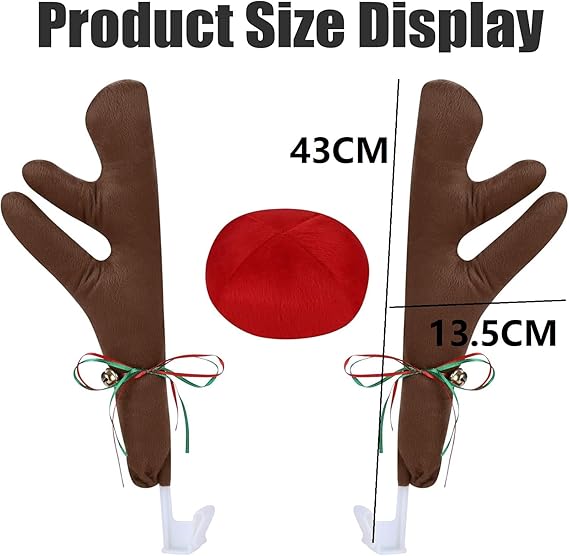 Kit Navideño para Auto – Astas de Reno con Nariz Roja y Cascabeles