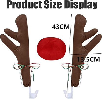 Kit Navideño para Auto – Astas de Reno con Nariz Roja y Cascabeles