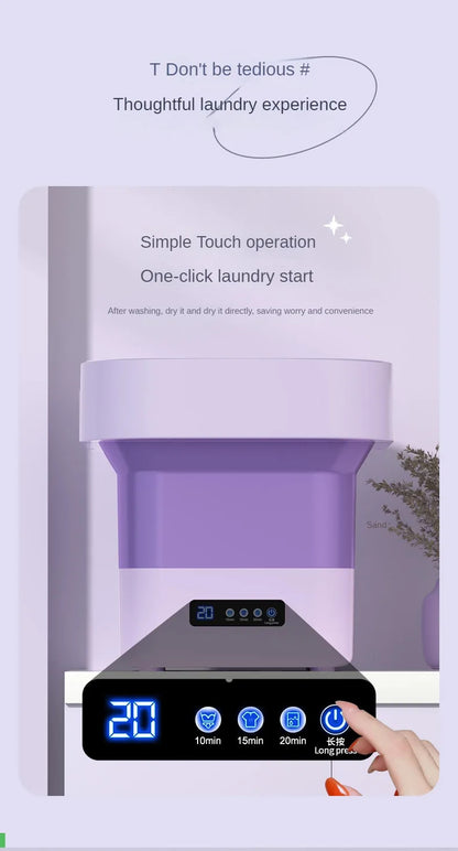 MINI LAVADORA PORTÁTIL, plegable, con ciclo de centrifugado y esterilización con luz azul, temporizador de tres velocidades, ahorro de energía.
