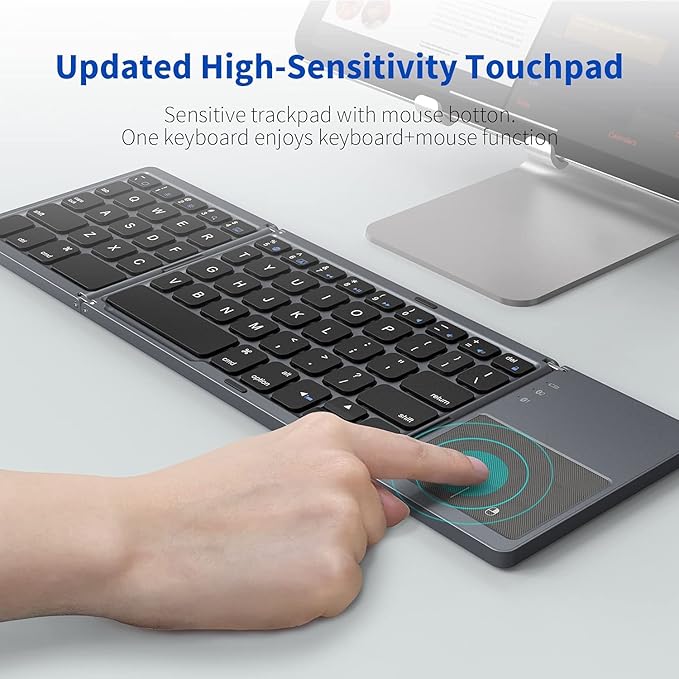 Teclado Bluetooth Plegable, Compacto, Táctil y Multi-dispositivo