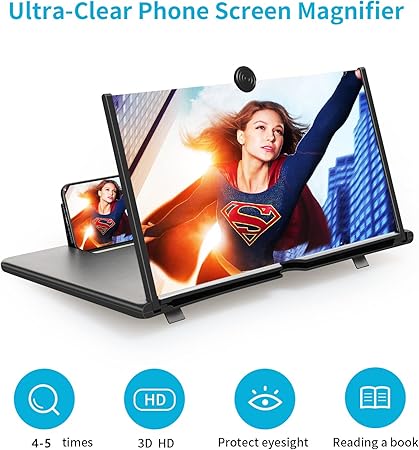 ScreenMax - Amplificador 3D HD Plegable de 12 Pulgadas para Todos los Smartphones