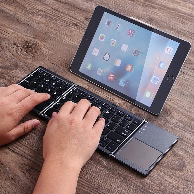 Teclado Bluetooth Plegable, Compacto, Táctil y Multi-dispositivo