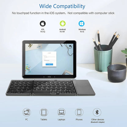 Teclado Bluetooth Plegable, Compacto, Táctil y Multi-dispositivo