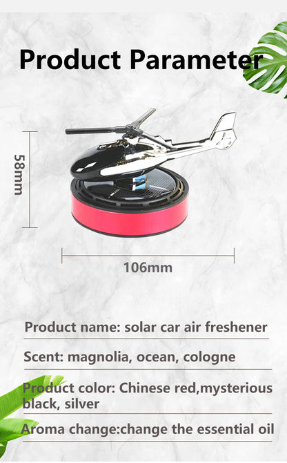 Solar Airplane Car Fragrance Diffuser - Difusor de fragancias para autos con energía solar en forma de Helicóptero