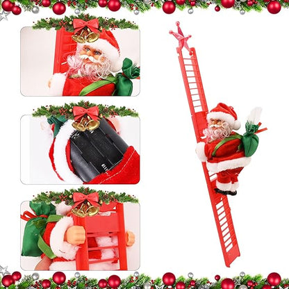 Papá Noel Trepador con Escalera Eléctrica y Música Navideña