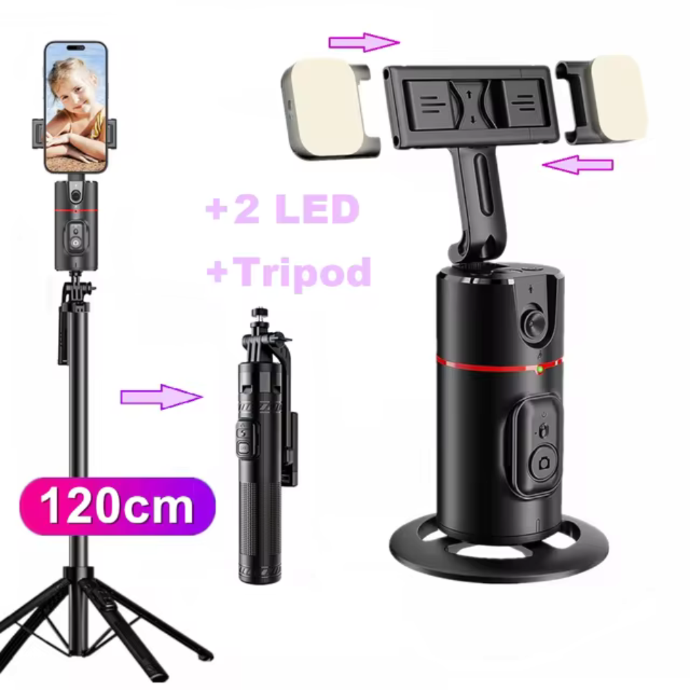 FocusFlow 360 - Tripode inteligente con seguimiento de 360° para contenido dinámico y atractivo.