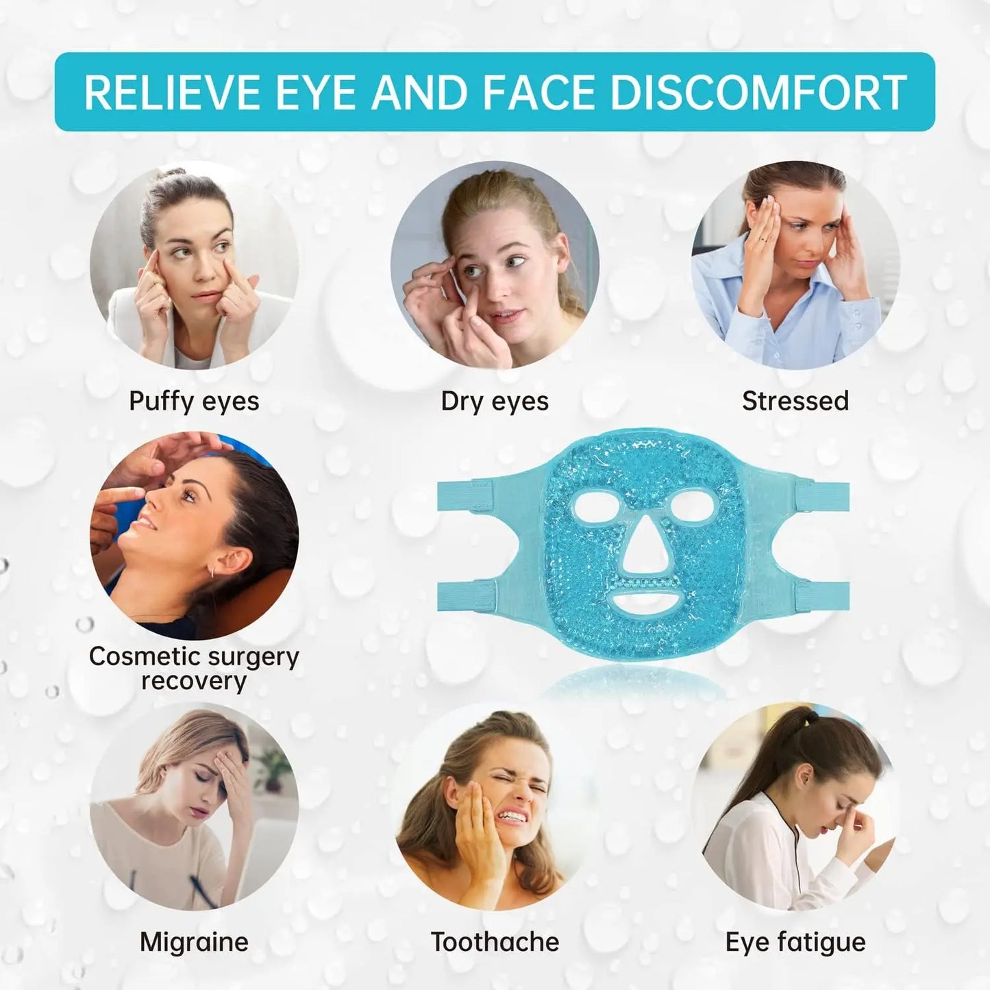 Máscara SilkEase - Alivio rápido de ojeras, hinchazón y estrés con gel frío/calor.