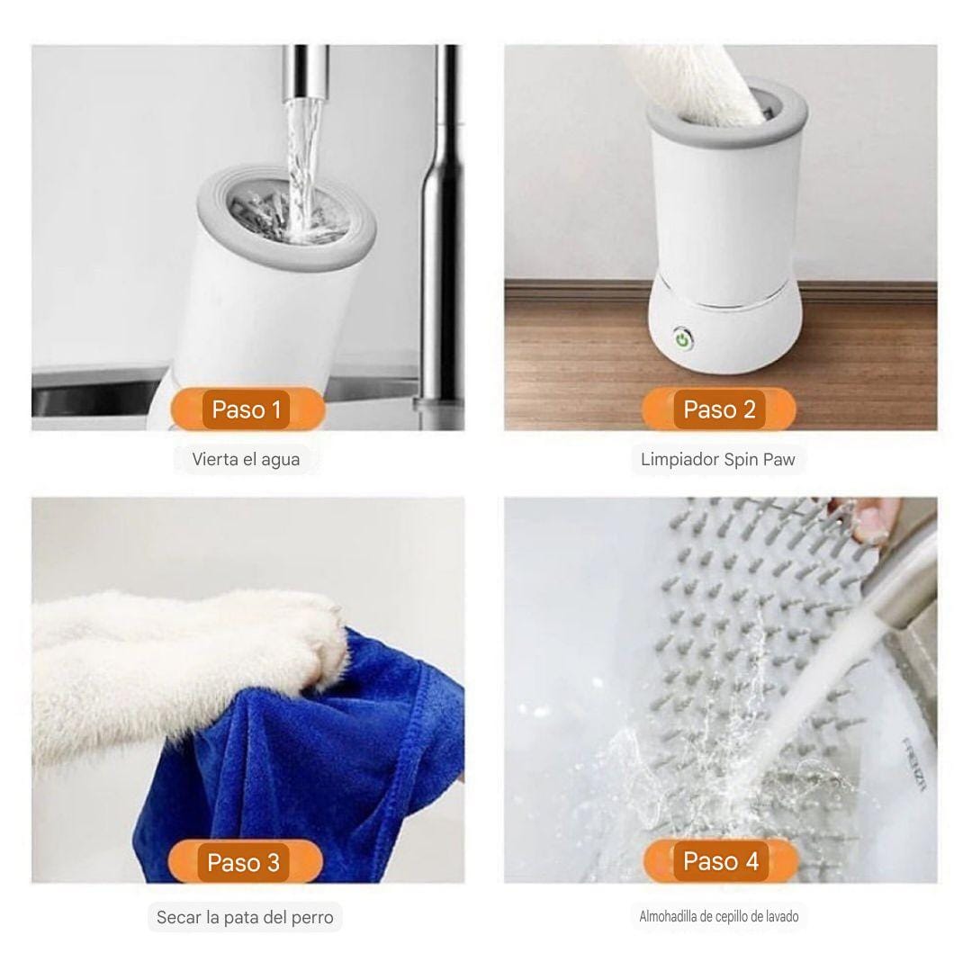 Patas Limpias Pro-limpieza rápida y segura con cerdas de silicona y batería recargable USB