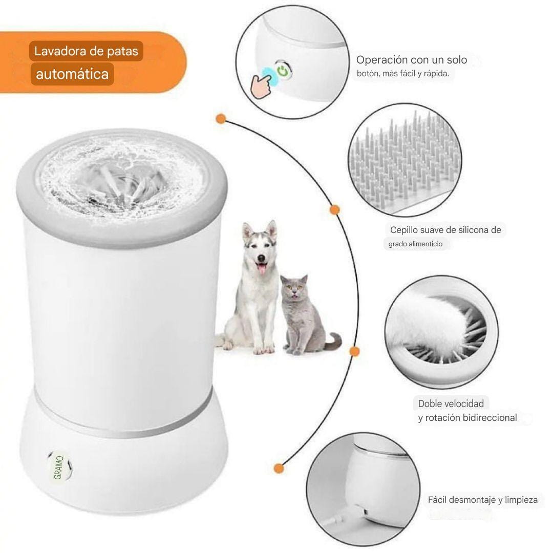 Patas Limpias Pro-limpieza rápida y segura con cerdas de silicona y batería recargable USB