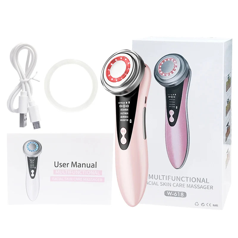 Masajeador Facial 5 en 1: EMS, Luz LED, Rejuvenecimiento, Lifting y Cuidado Completo de la Piel