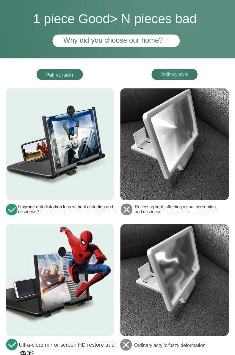 ScreenMax - Amplificador 3D HD Plegable de 12 Pulgadas para Todos los Smartphones